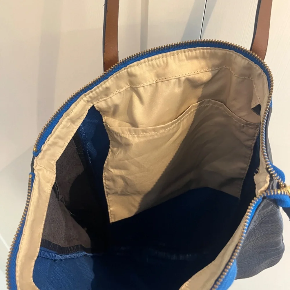 Blue and Black Tote Bag